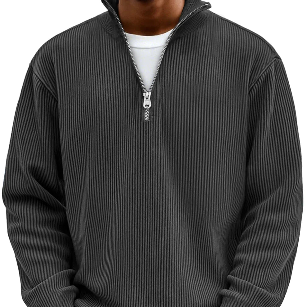 Men's Textured Knit Half-Zip High Neck Pullover for Walking – view 7