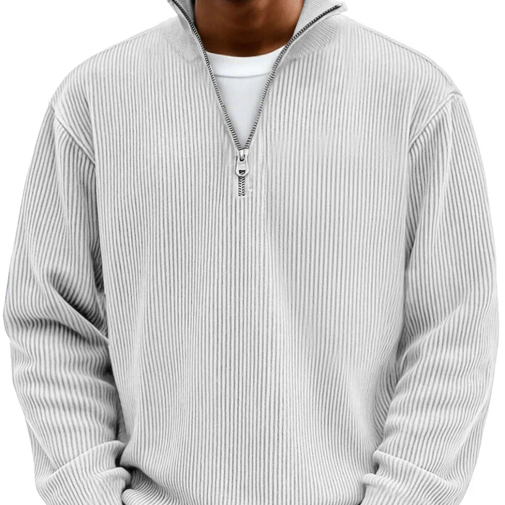 Men's Textured Knit Half-Zip High Neck Pullover for Walking – view 6