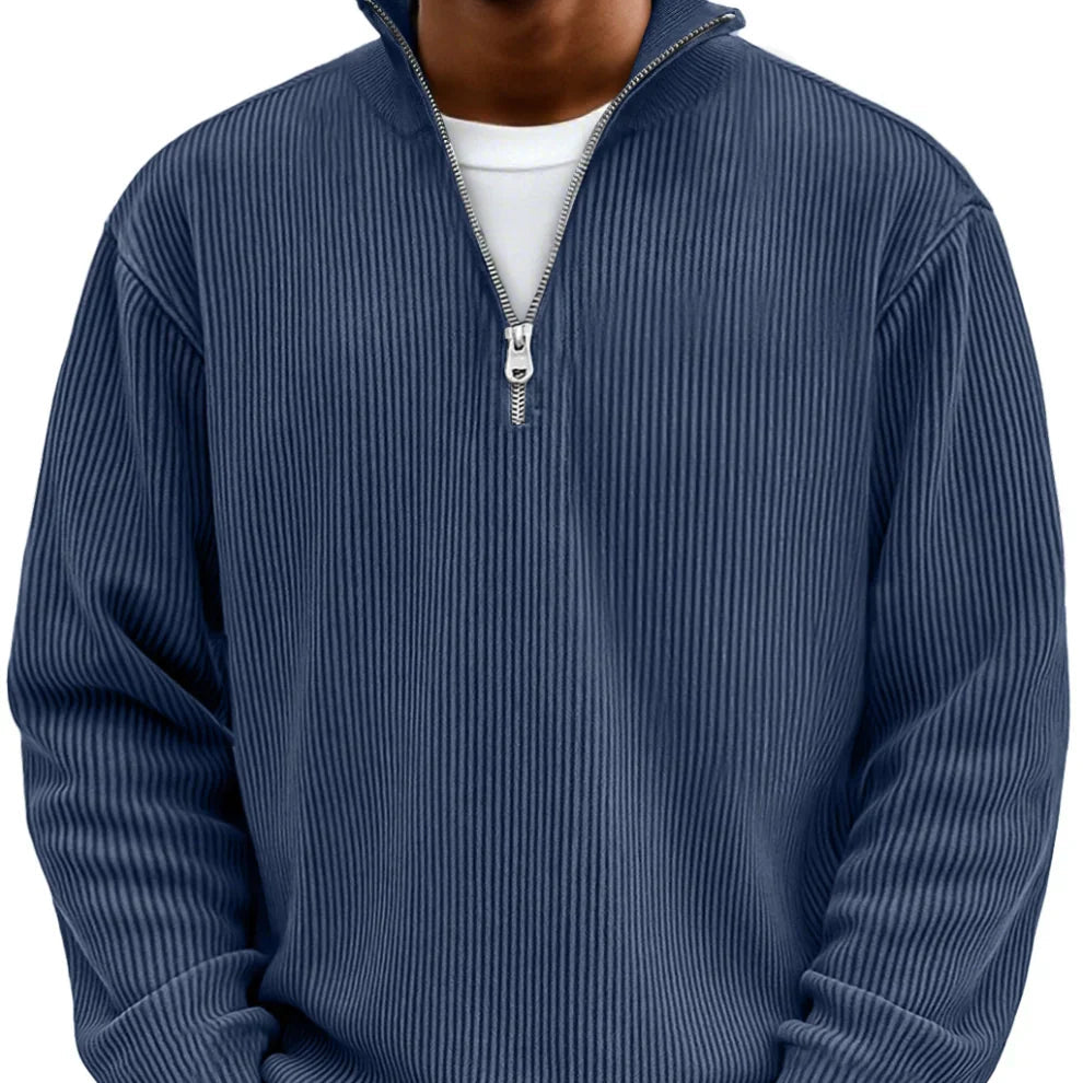 Men's Textured Knit Half-Zip High Neck Pullover for Walking – view 5
