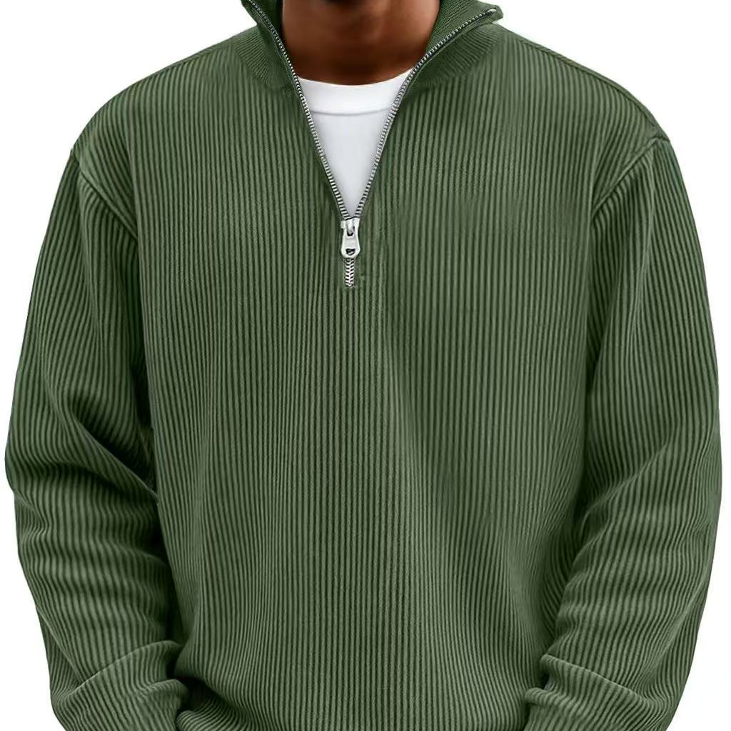 Men's Textured Knit Half-Zip High Neck Pullover for Walking – view 8