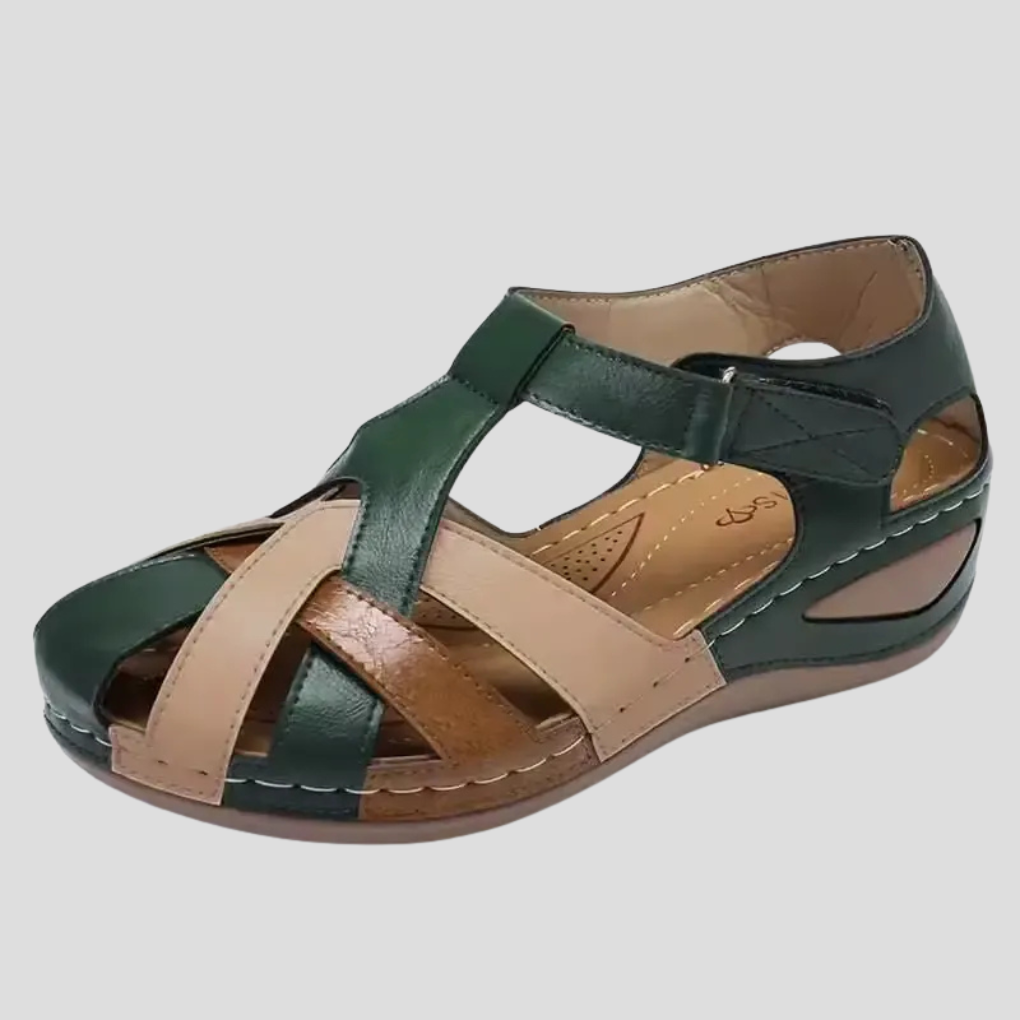 Women's Support Closed-Toe Colorblock Sandals – Green
