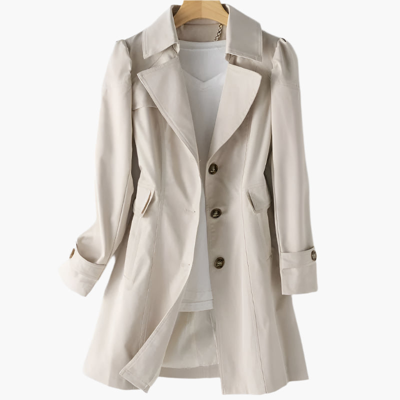 Women's Longline Single-Breast Trench Coat – Beige