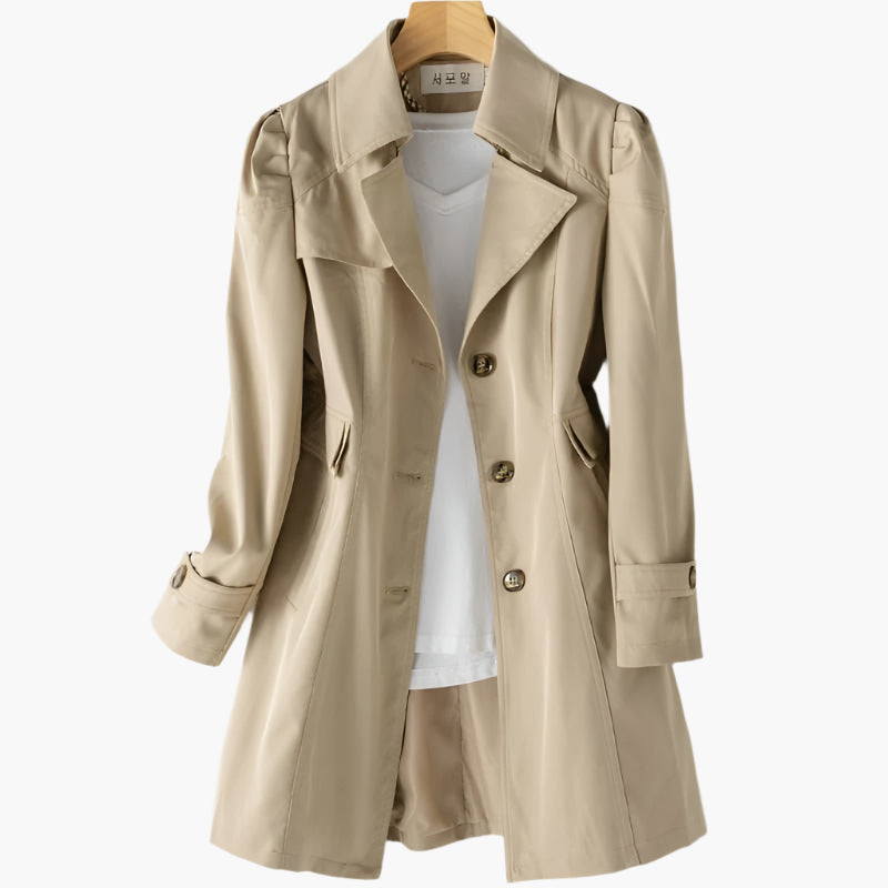 Women's Longline Single-Breast Trench Coat – Khaki