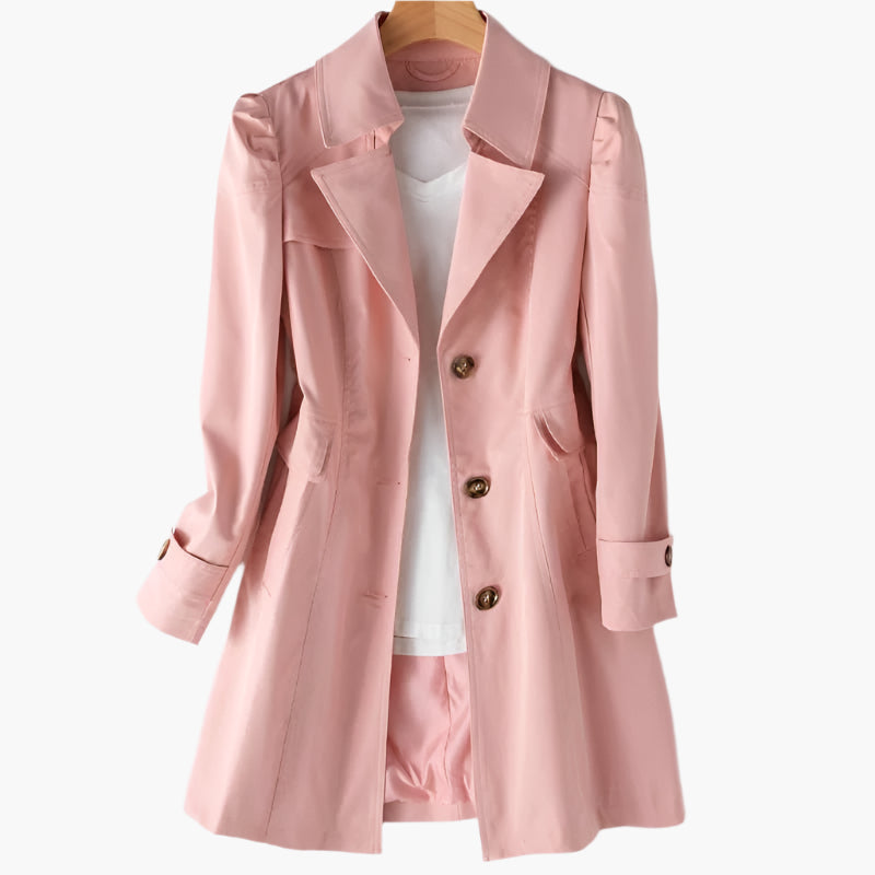 Women's Longline Single-Breast Trench Coat – Pink
