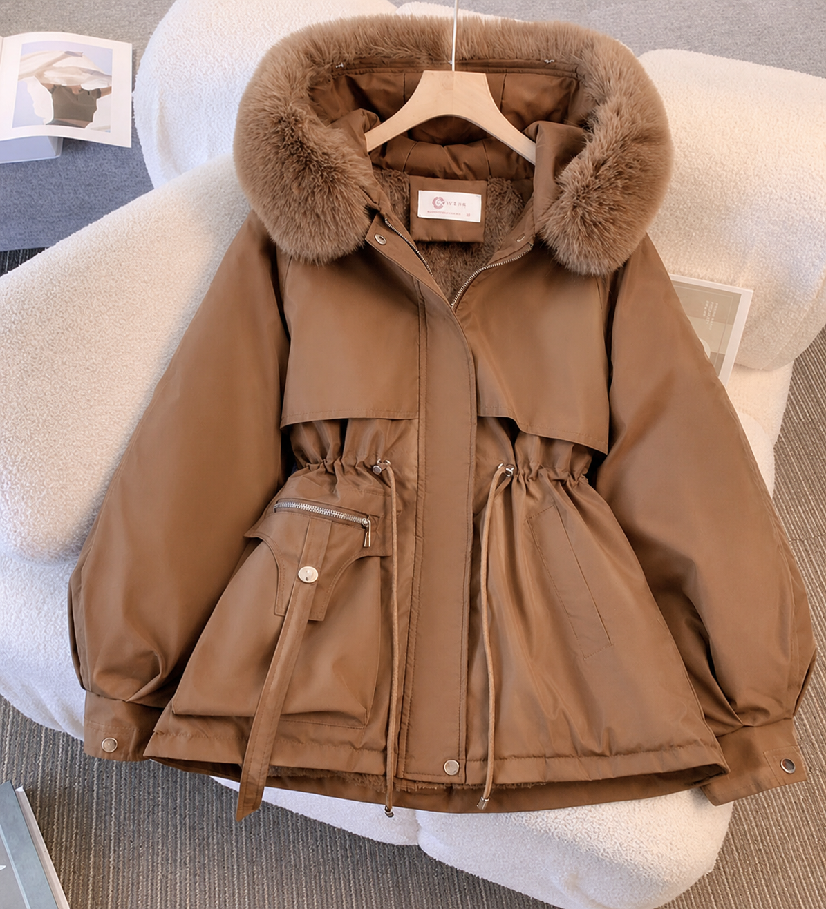 Women's Faux Fur-Trimmed Hood-Detail Cold-Weather Coat – view 5