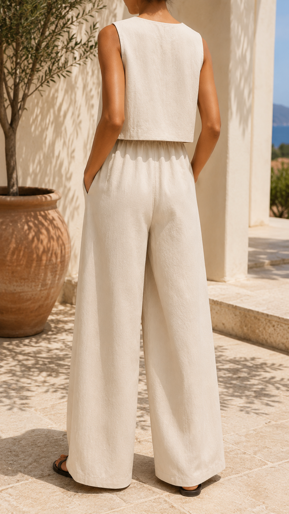 Women's No-Sleeve Vest Pants Set – view 8
