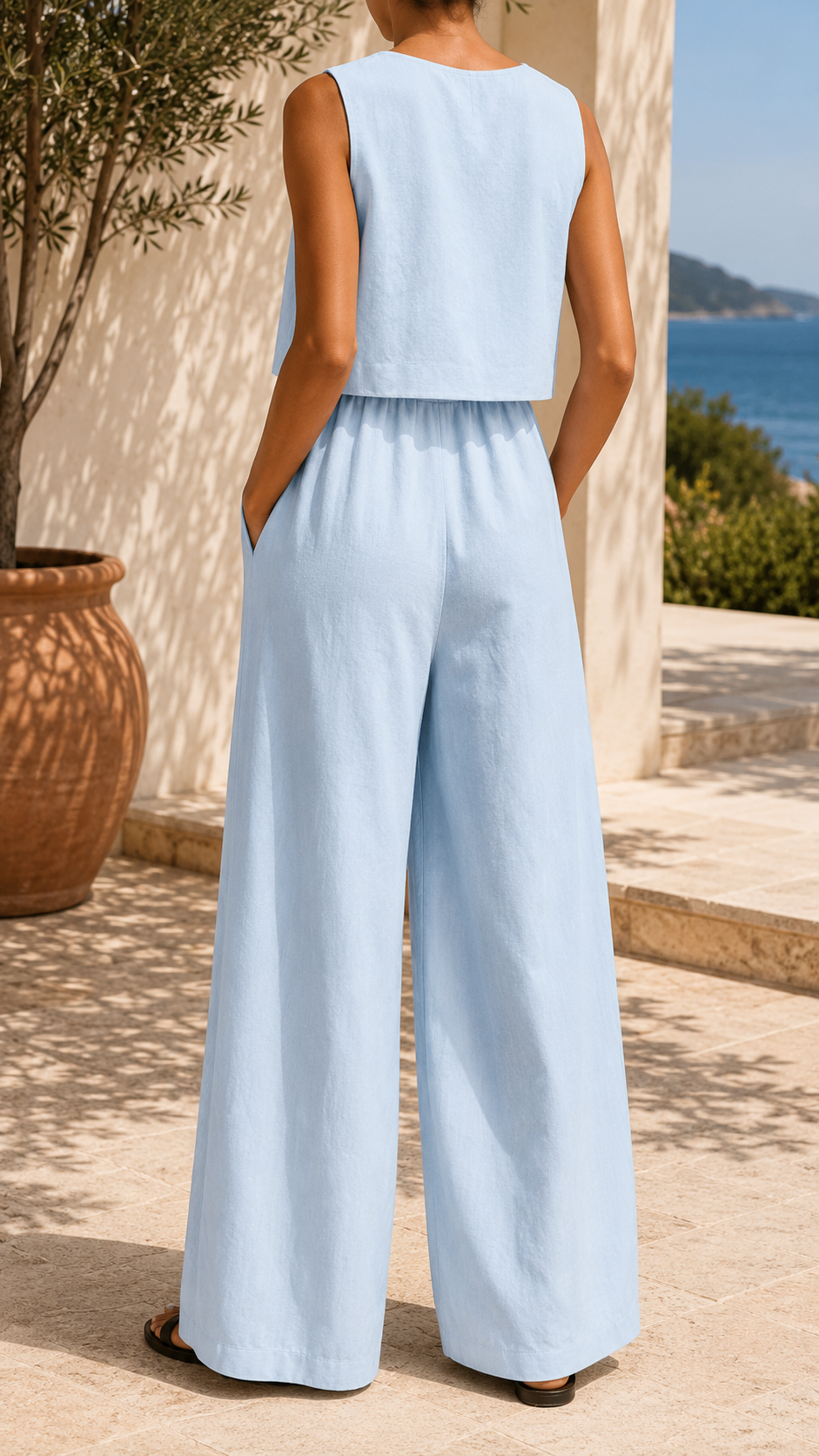 Women's No-Sleeve Vest Pants Set – view 7