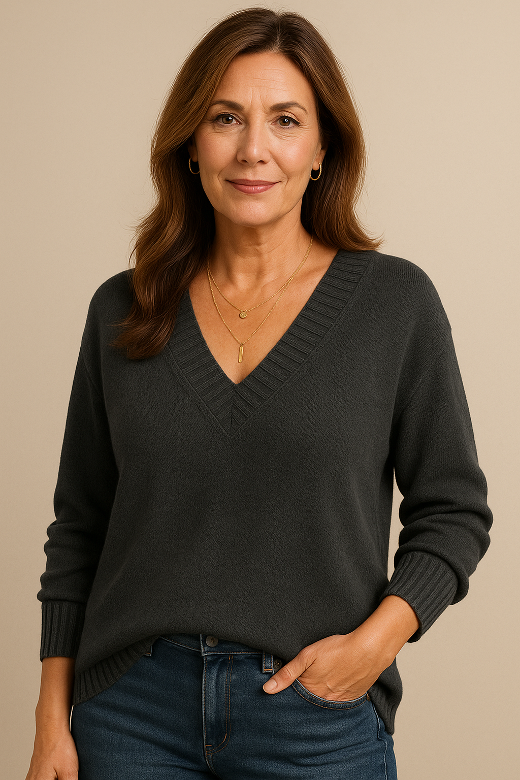 Women's Deep V-Neckline Knit Sweater – view 9