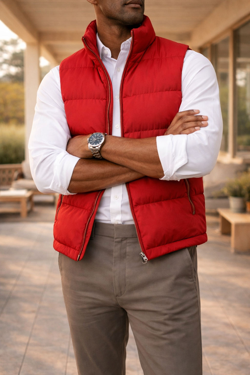 Men's Light-Weight Padded Zip Vest – Red