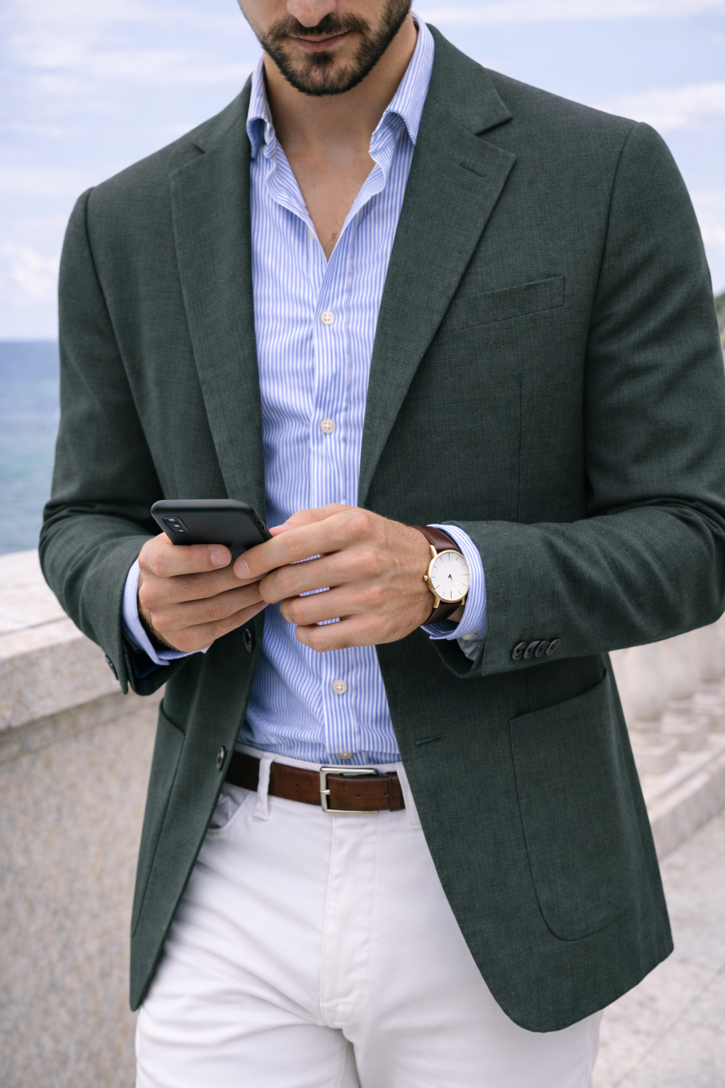 Men's Smart Everyday Knit Blazer – Dark Green