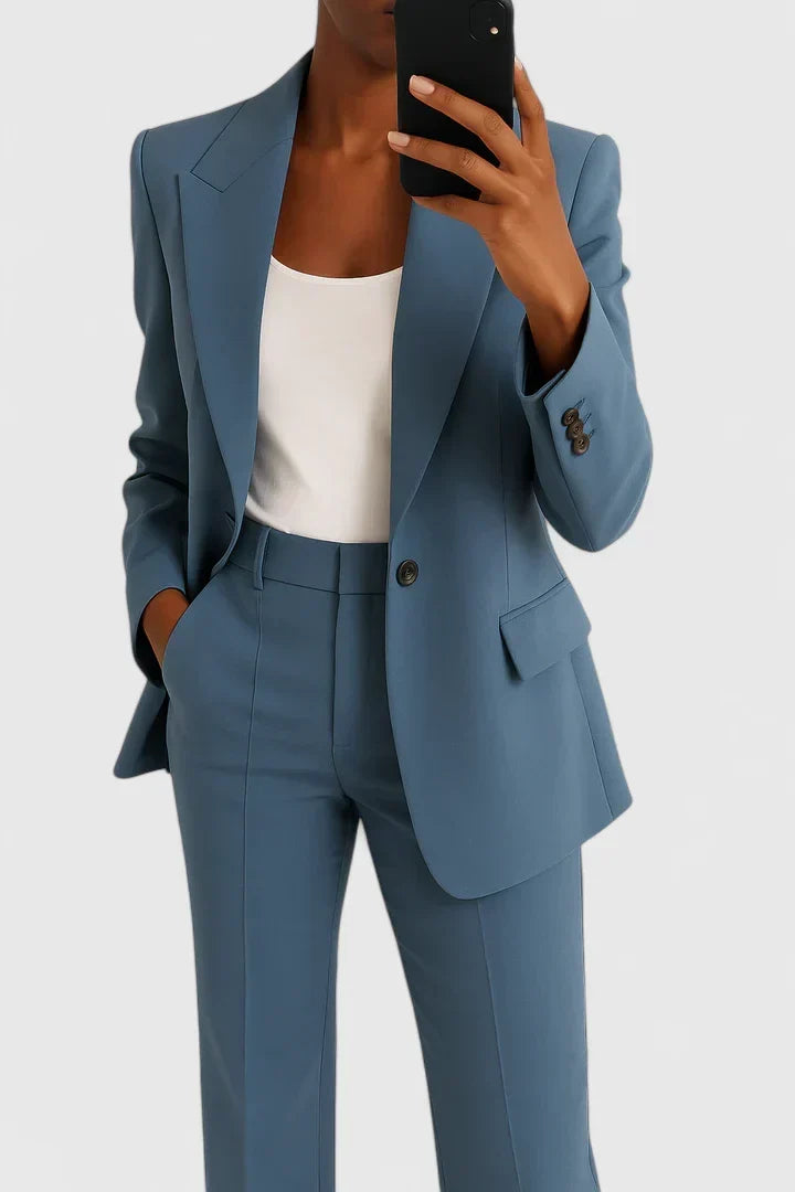 Women's Elegant Two Piece Suit Set for Evening Wear – Blue