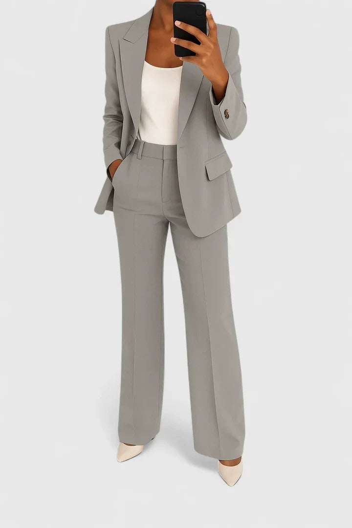 Women's Elegant Two Piece Suit Set for Evening Wear – Gray