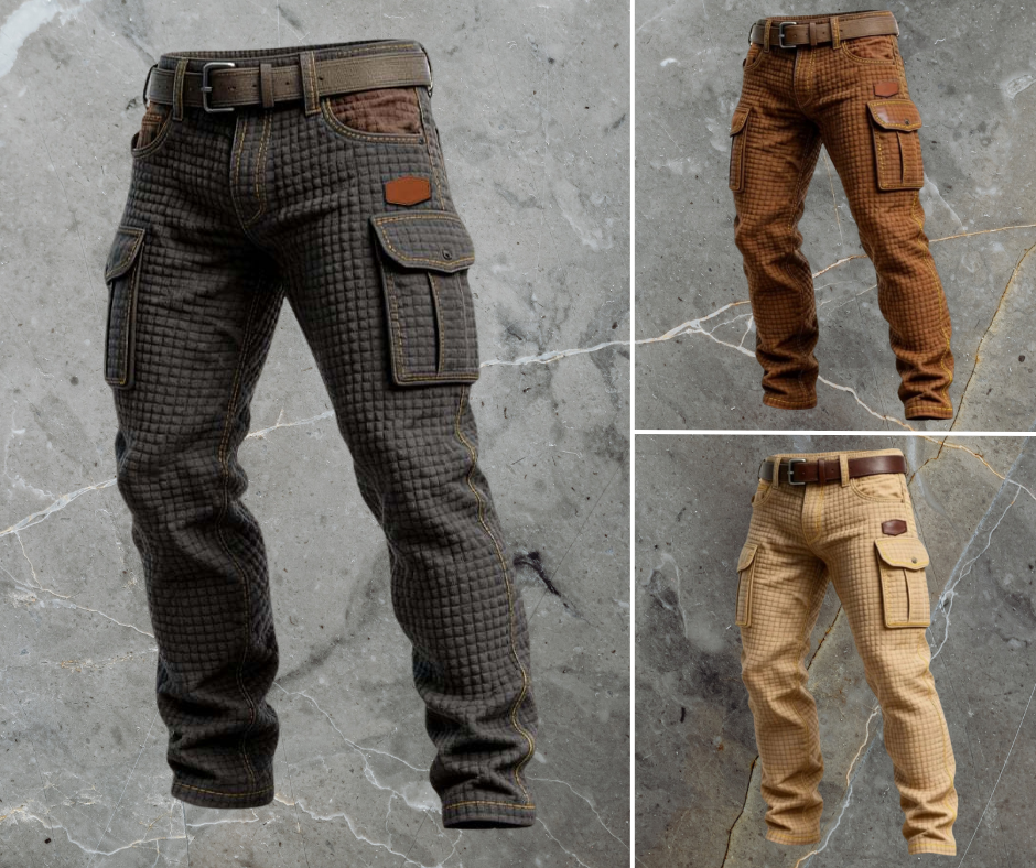 Men's Padded Texture Slim-Cut Fit Cargo Trousers – view 5