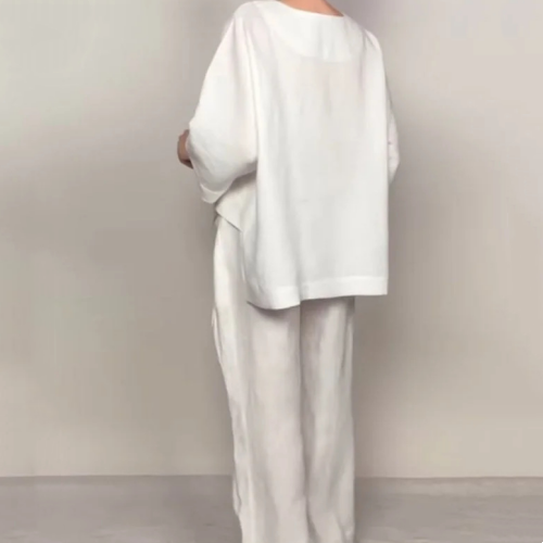 Women's Layered V-Neckline Wide-Cut Trouser Set – view 6