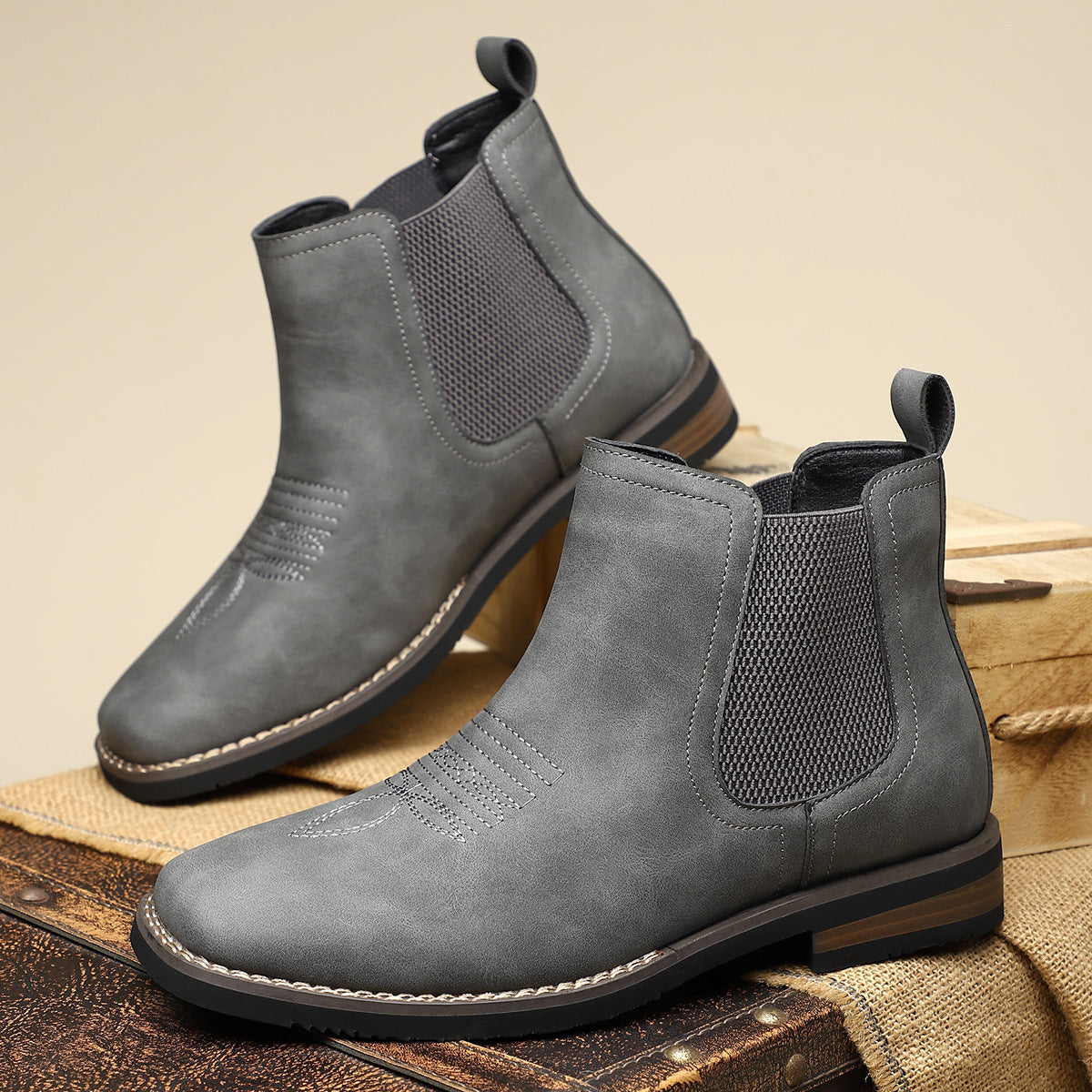 Men's Timeless Leather Chelsea Boots – Gray