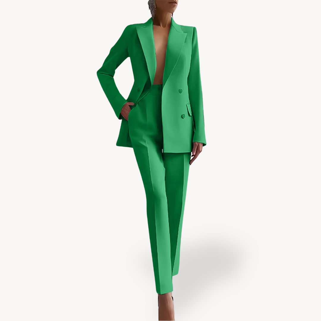 Women's Blazer and Pants Suit for Everyday Wear – Green