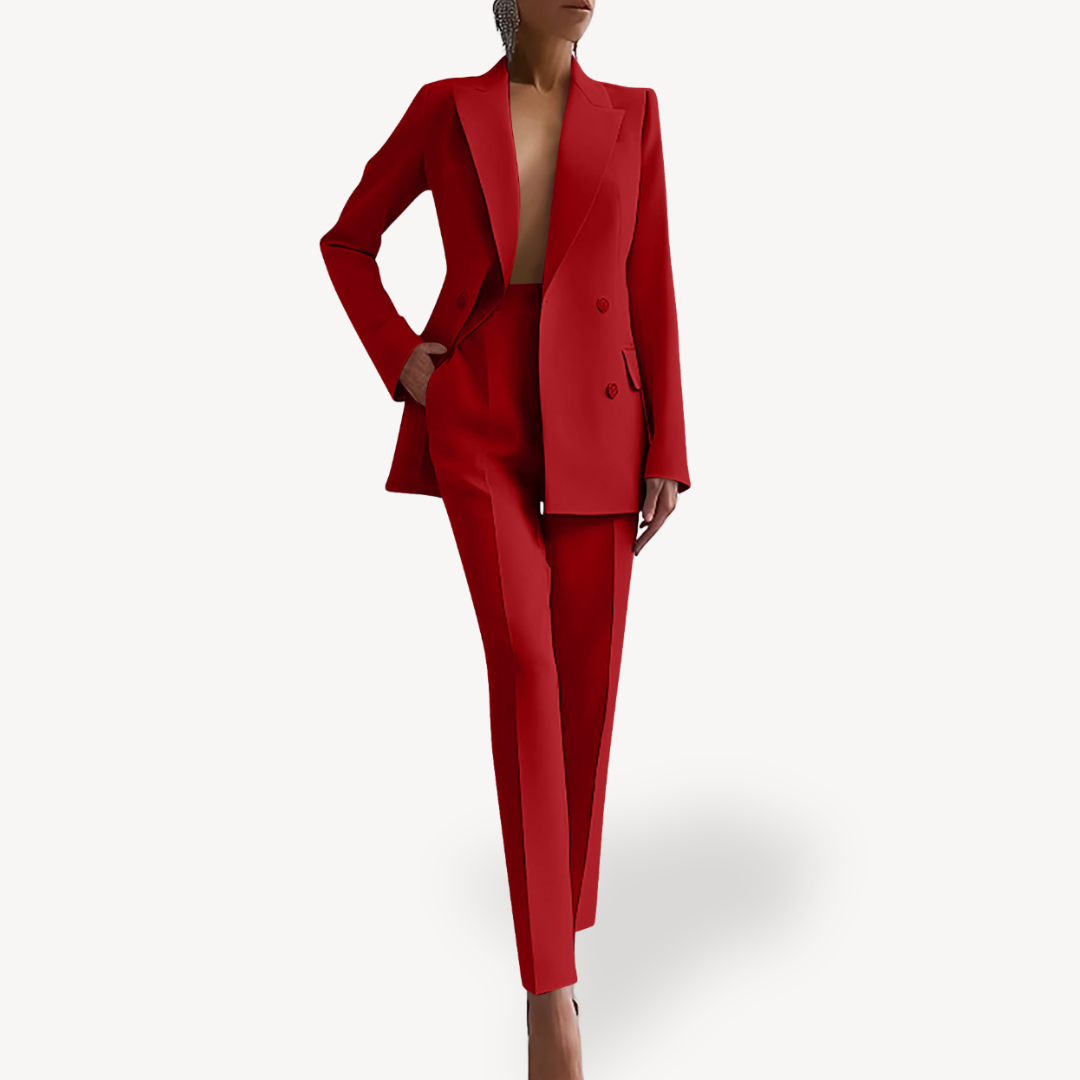 Women's Blazer and Pants Suit for Everyday Wear – Red