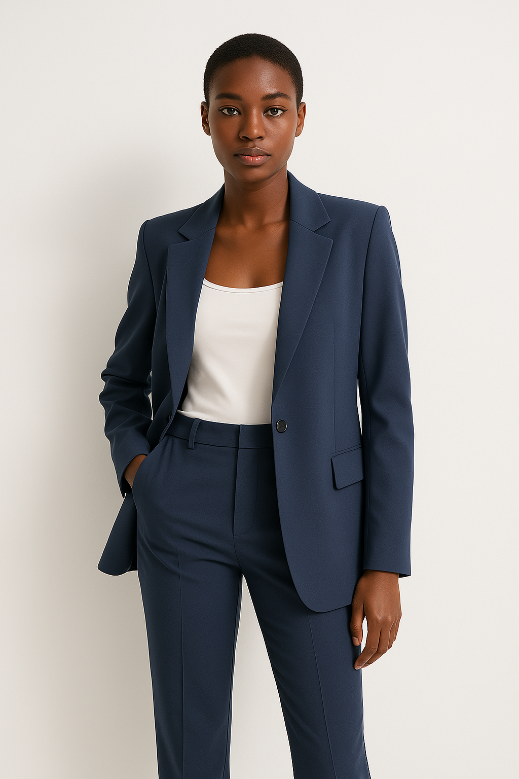 Women's Fitted 2 Piece Suit Set for Weekends – Navy Blue