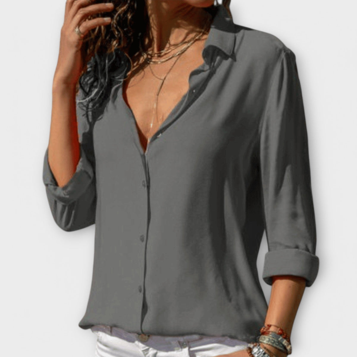 Women's Elegant Blouse – Gray