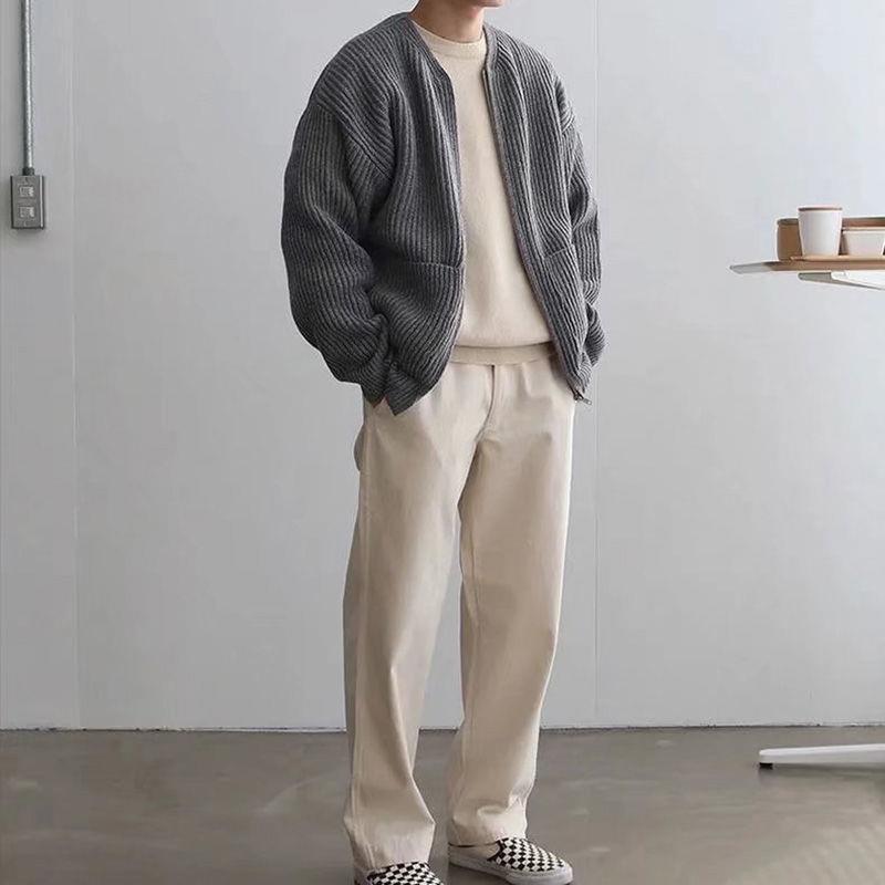 Men's No-Collar Plush Knit Full-Zip Knit Cardigan – view 6