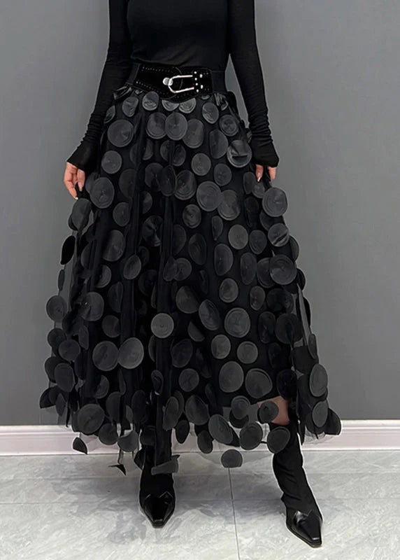 Women's Print-Detail Floor-Length Skirt – Black