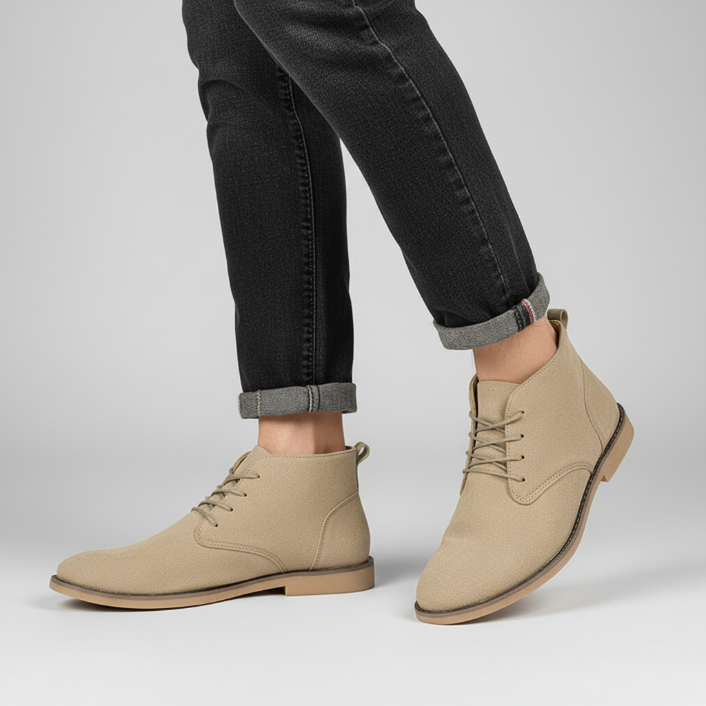 Men's PU Nubuck Chukka Boots for Winter – Beige