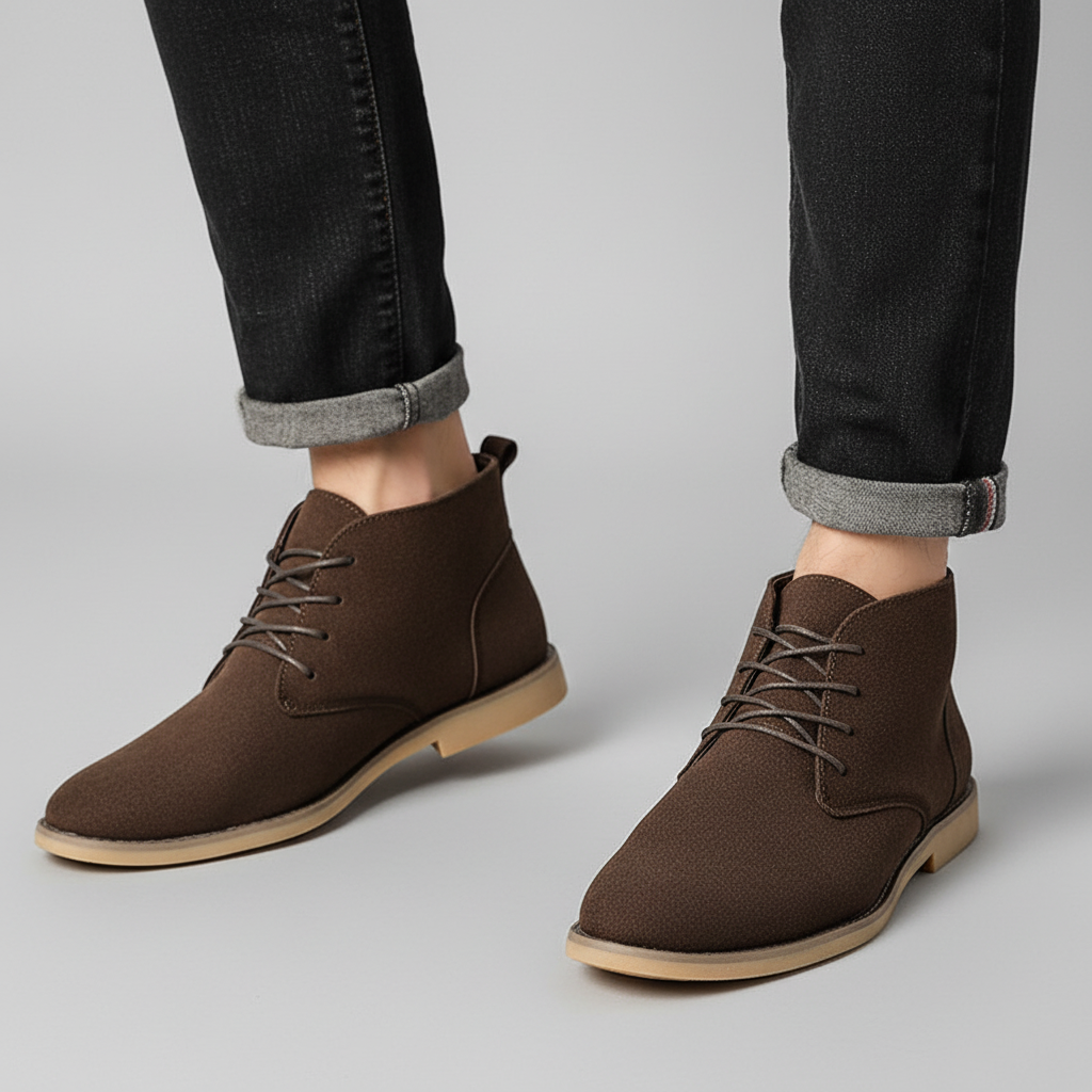 Men's PU Nubuck Chukka Boots for Winter – Dark Brown