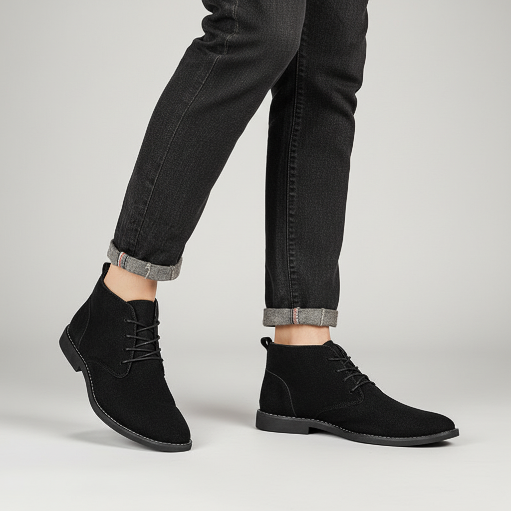 Men's PU Nubuck Chukka Boots for Winter – Black