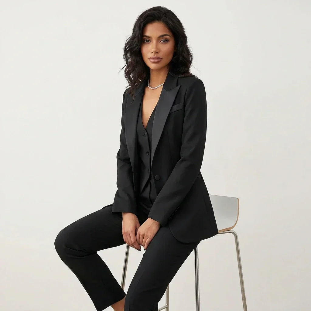 Women's Three-Piece Blazer Waistcoat Trouser Set for Evening Wear – view 2