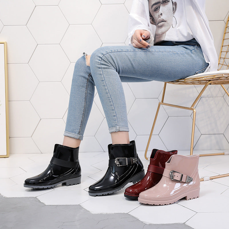 Women's Glossy Buckle-Detail Booties – view 6