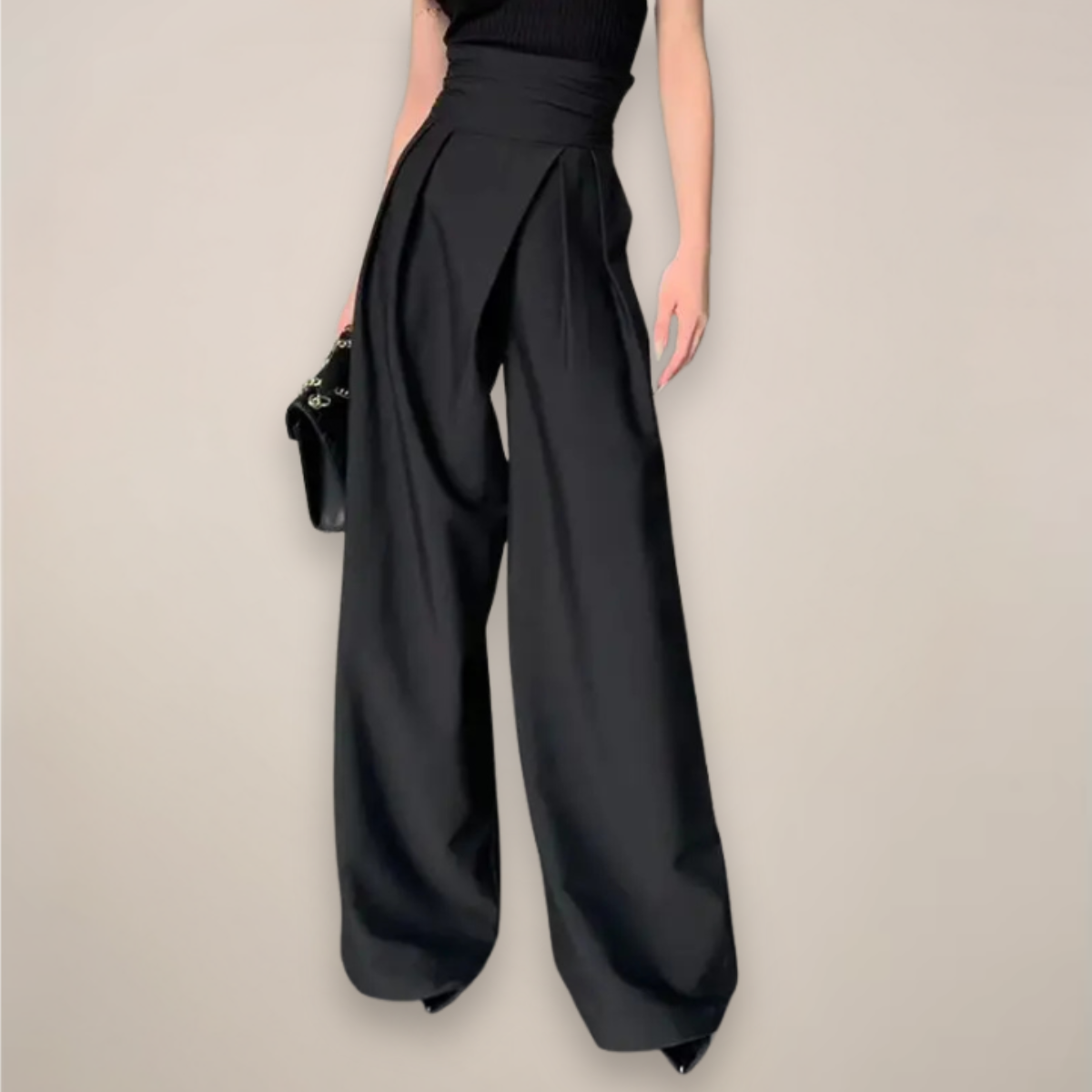 Women's High-Rise Wide-Cut Pants – Black