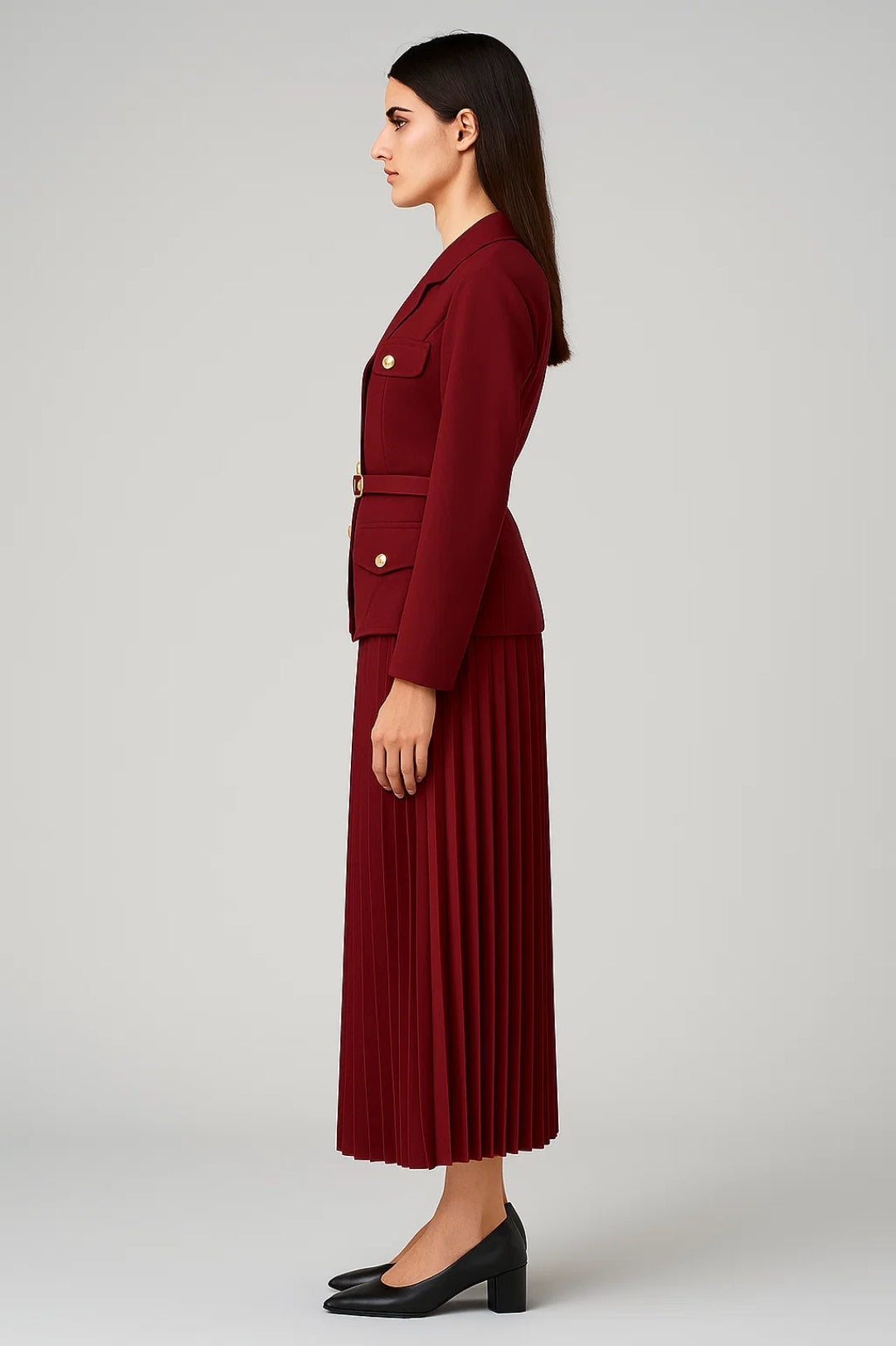 Women's Blazer and Pleat-Detail Skirt Set – view 2