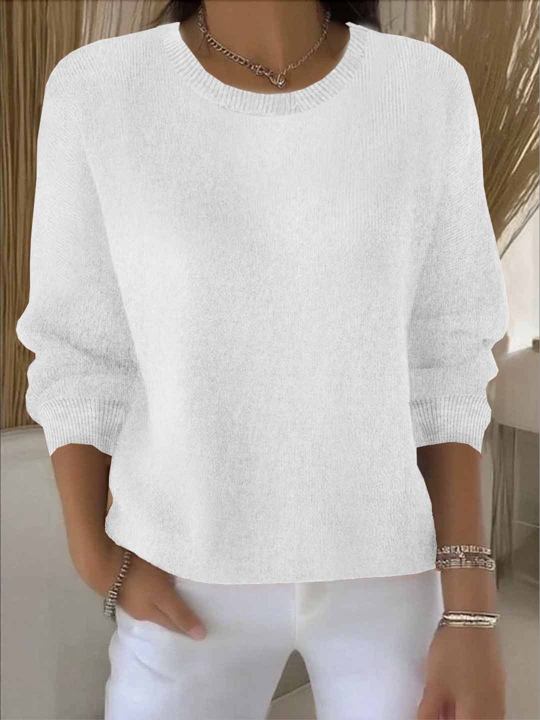 Women's Elegant Everyday Knit Pullover – White
