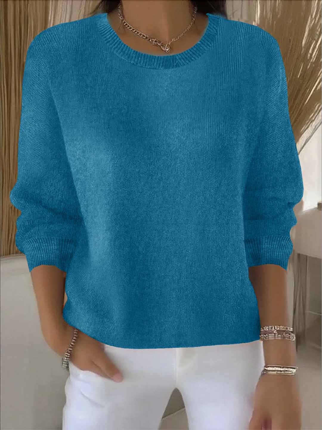 Women's Elegant Everyday Knit Pullover – Blue