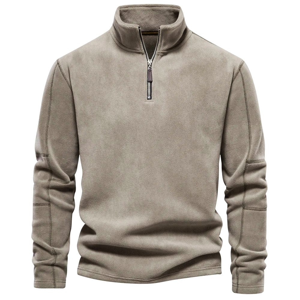 Men's Quarter-Zip Fleece Sweatshirt for Winter – Taupe