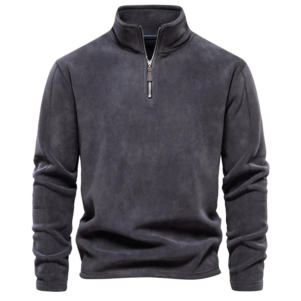 Men's Quarter-Zip Fleece Sweatshirt for Winter – Dark Gray