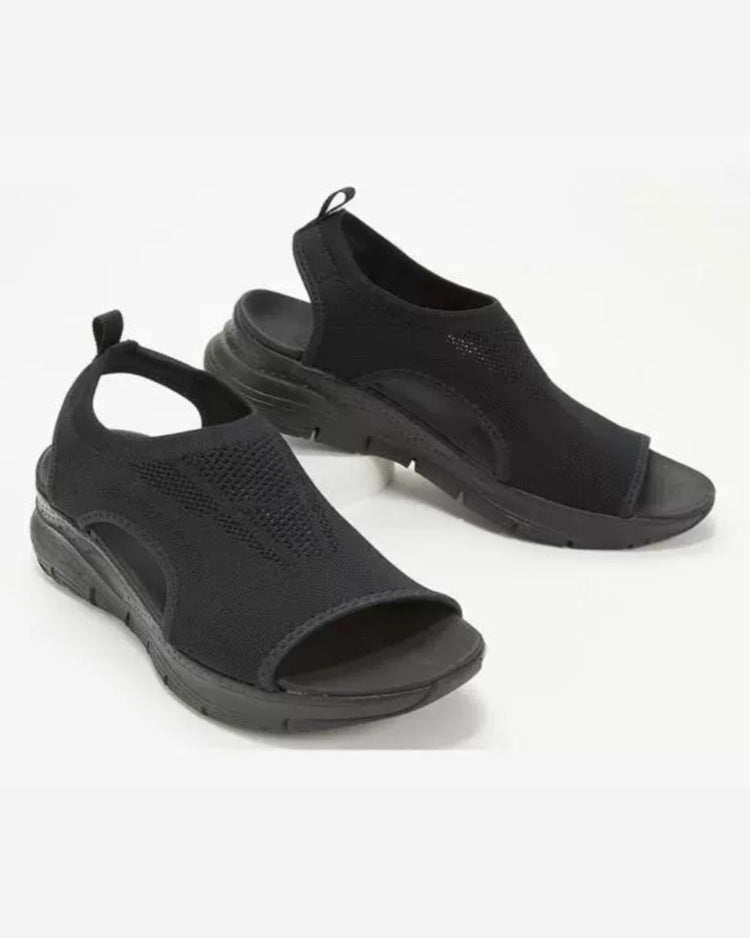 Women's Support Open-Toe Comfort Sandals – Black
