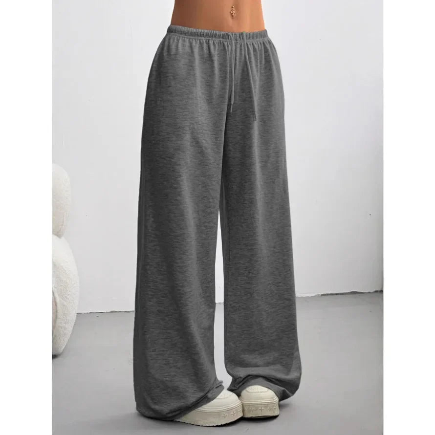 Women's Flared-Leg Tie-Waist Joggers – Dark Gray