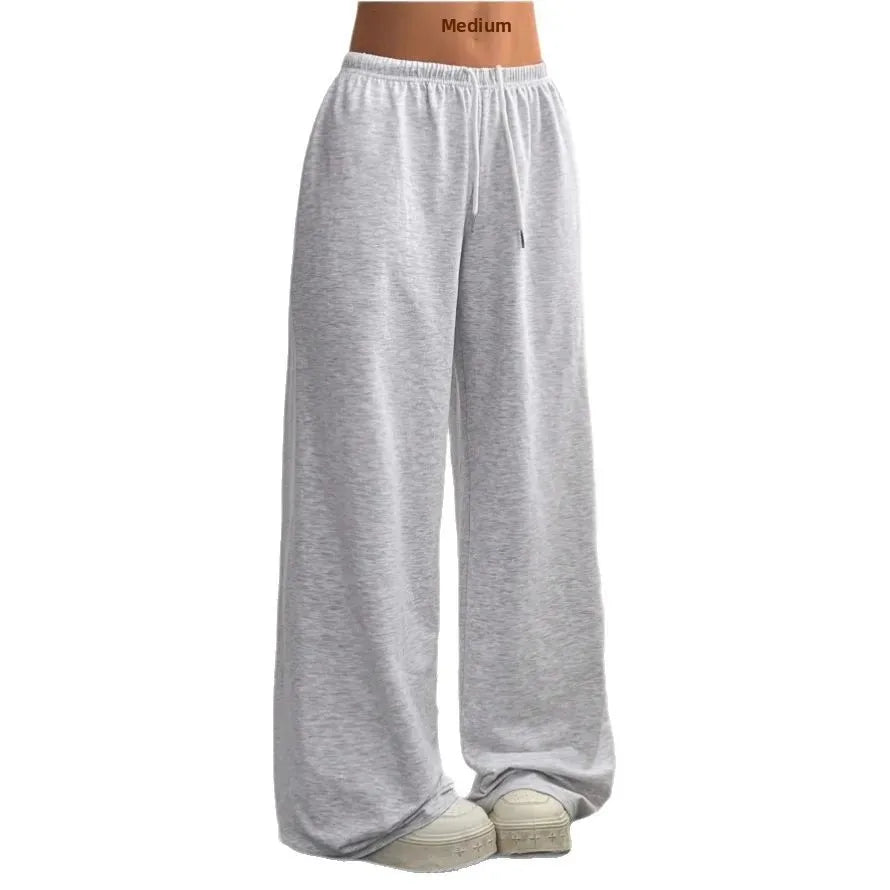 Women's Flared-Leg Tie-Waist Joggers – Light Gray