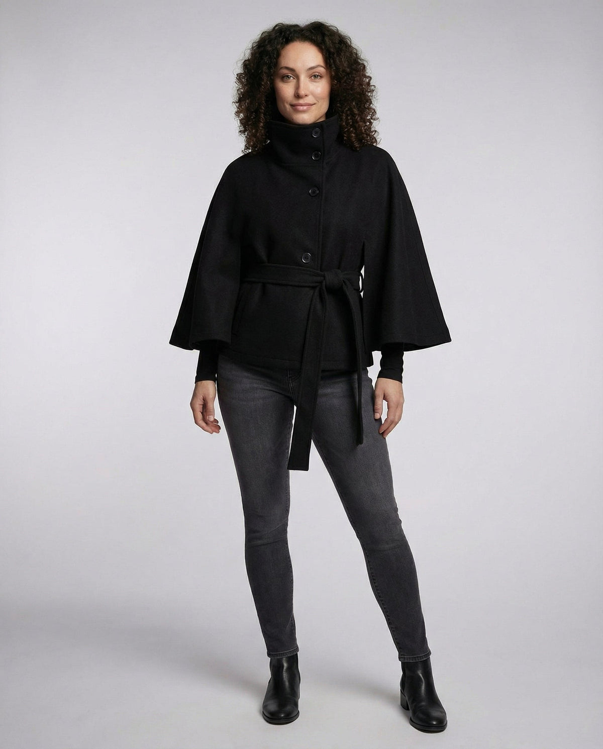 Women's Belt-Detail Wool-Blend Cape Jacket – view 6