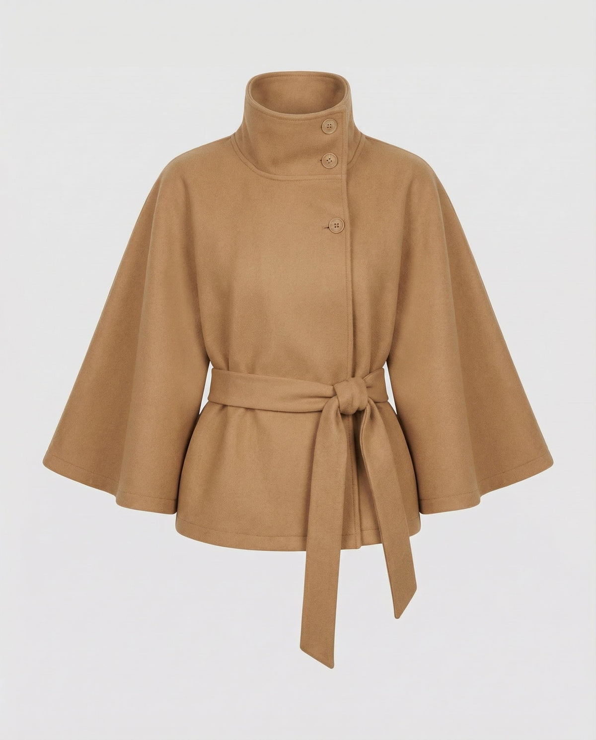 Women's Belt-Detail Wool-Blend Cape Jacket – Khaki