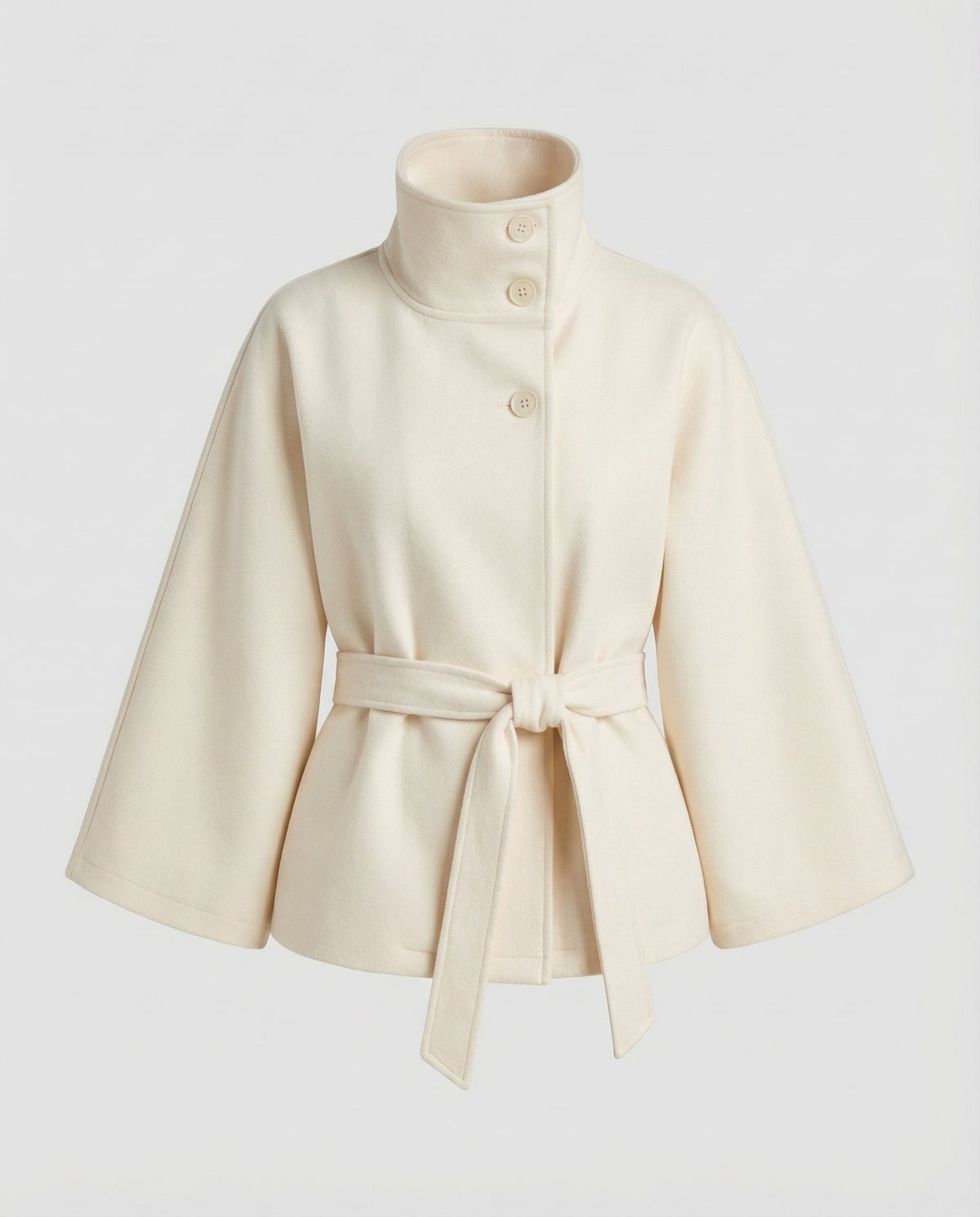 Women's Belt-Detail Wool-Blend Cape Jacket – White