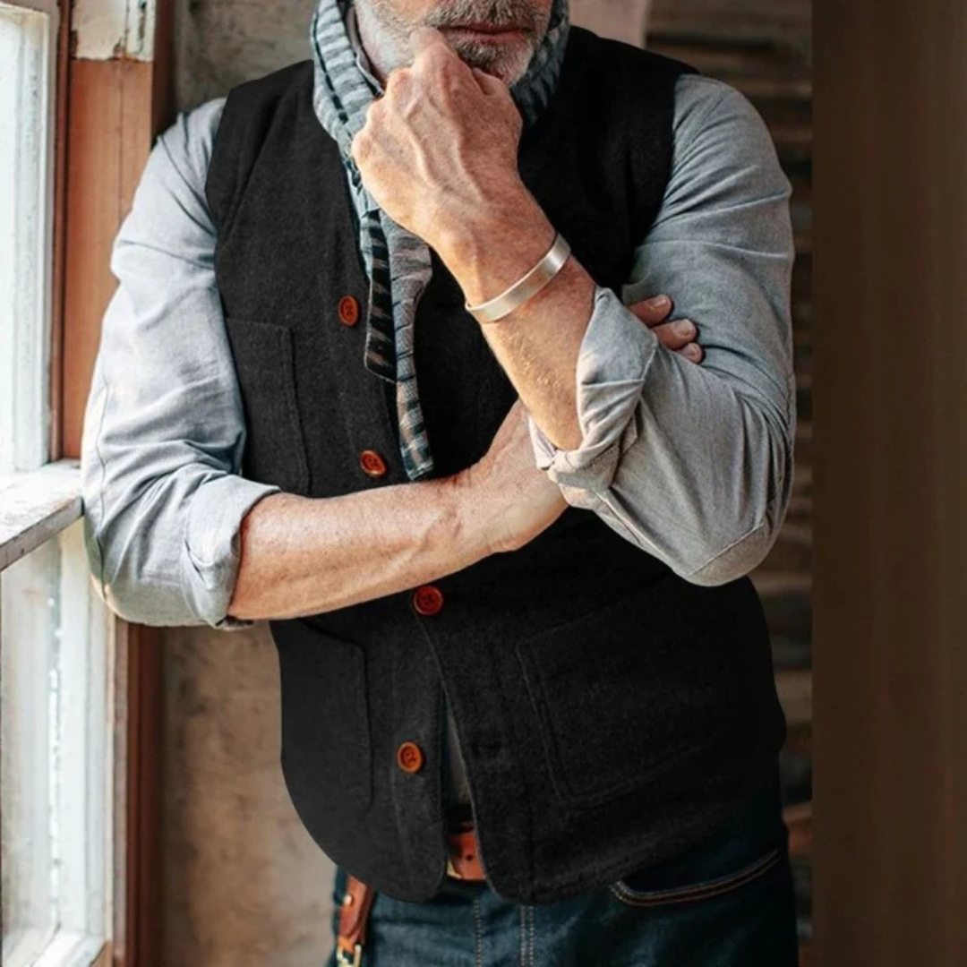 Men's Traditional No-Sleeve Button-Front Waistcoat – view 5