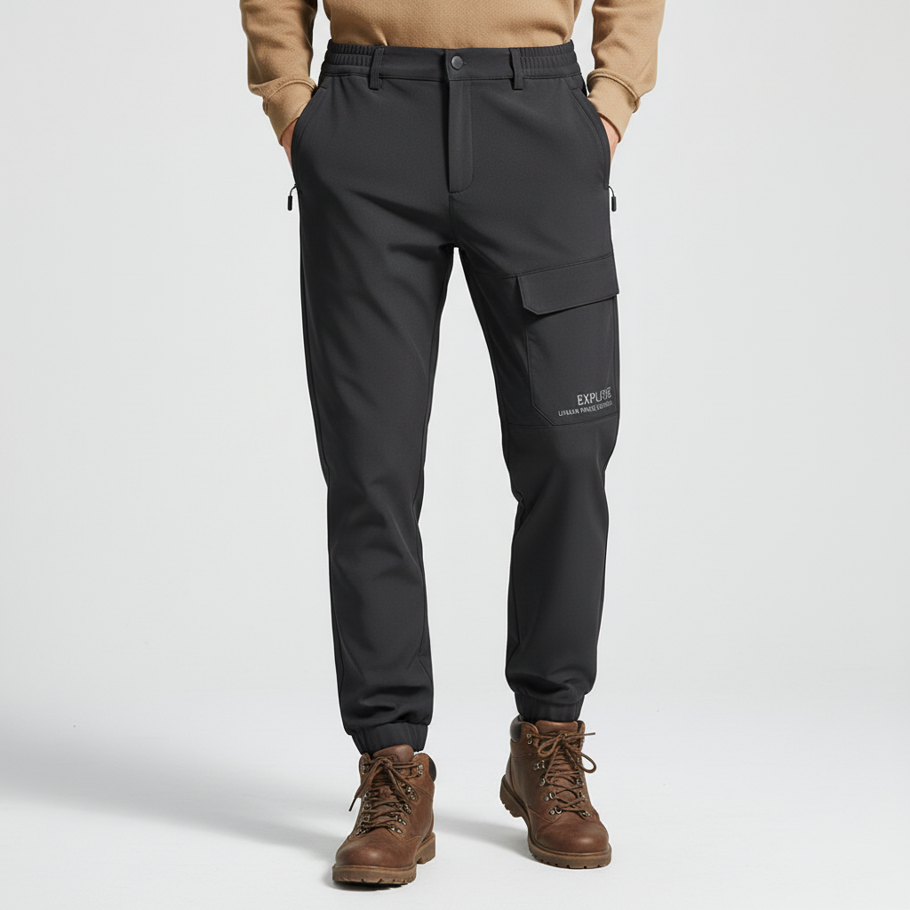 Men's Weatherproof Fleece-Backed Cargo Pants – Black