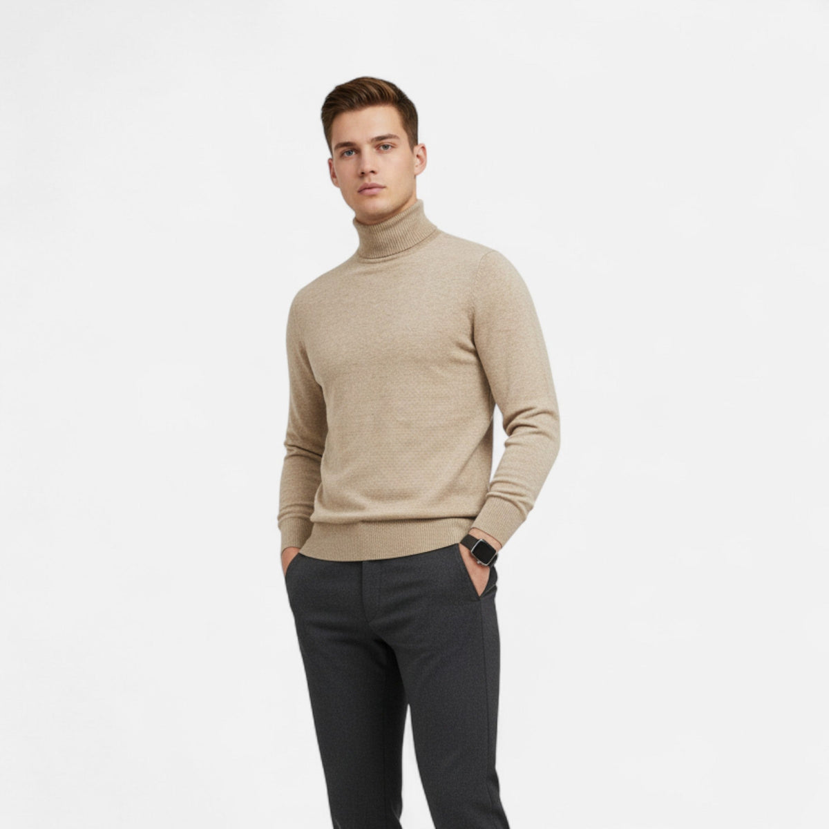 Men's Rib-Knit High-Neck Knit Pullover – view 2