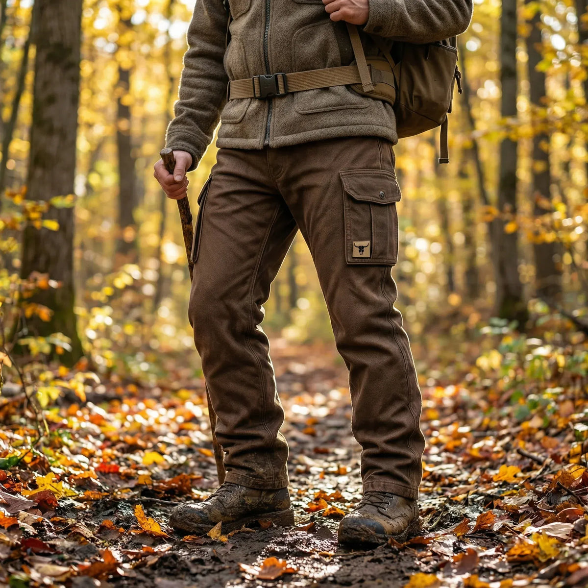 Men's Narrow-Cut Fit Slim-Tapered Utility Cargo Trousers – view 3