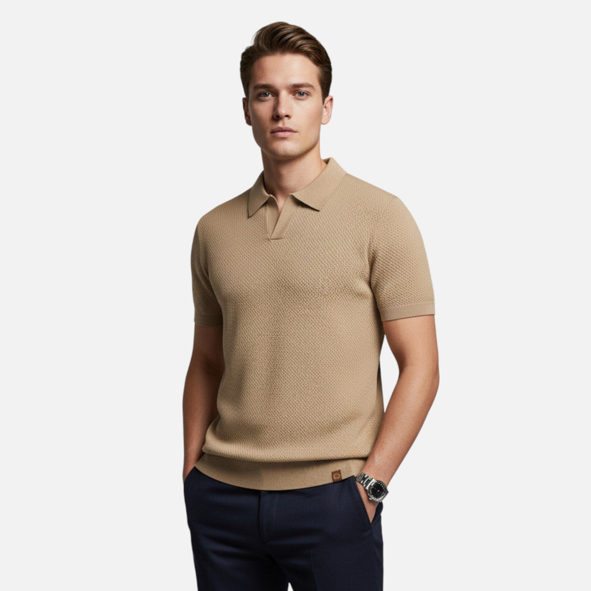 Men's Wool Pineapple Polo Shirt for Evening Wear – view 2