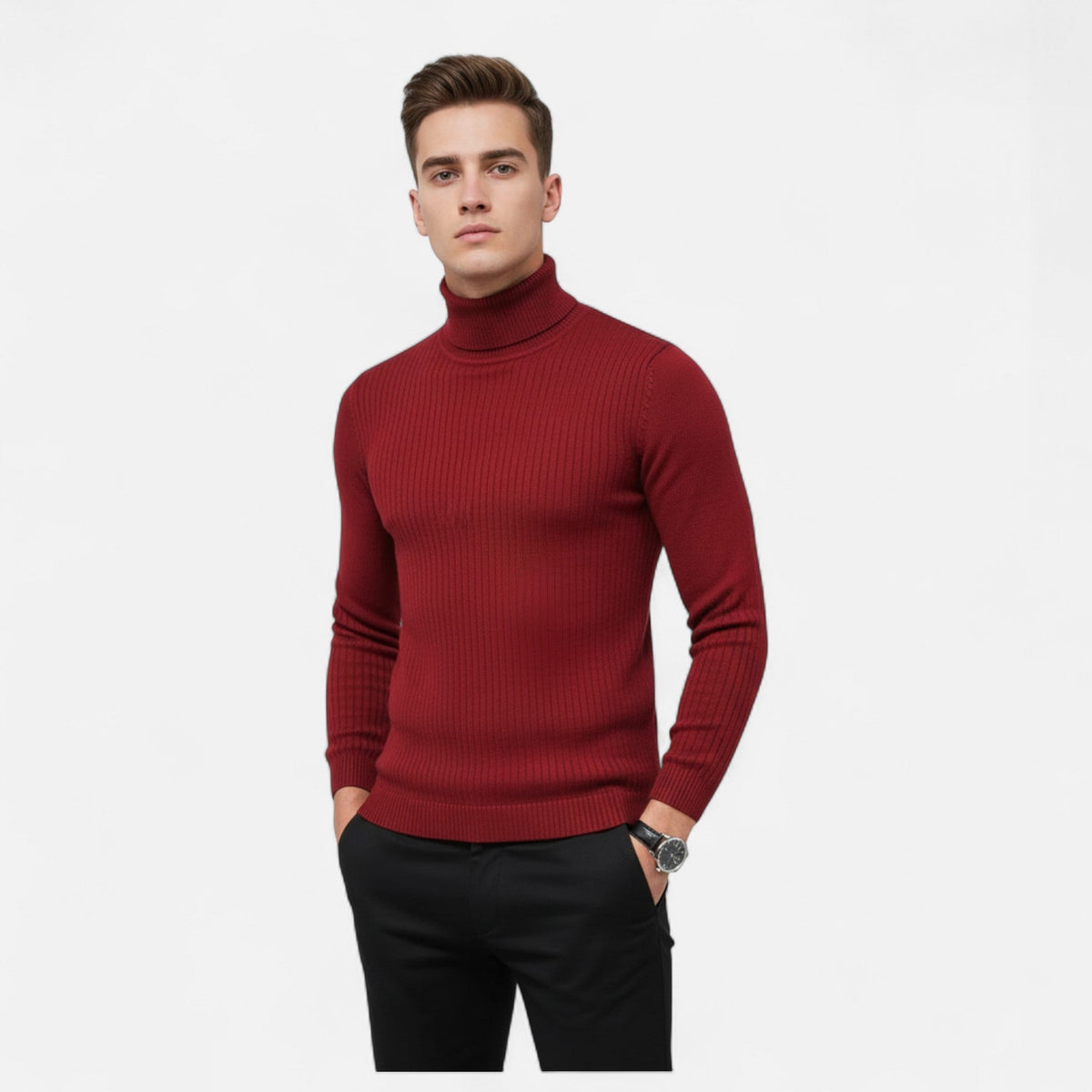 Men's Wool Blend Lapel Neck Pullover for Everyday Wear – view 2
