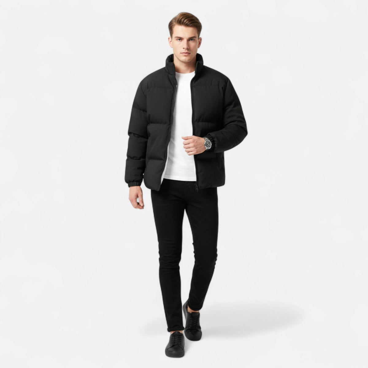 Men's Wool-Lined Stand-Collar Jacket for Everyday Wear – view 2