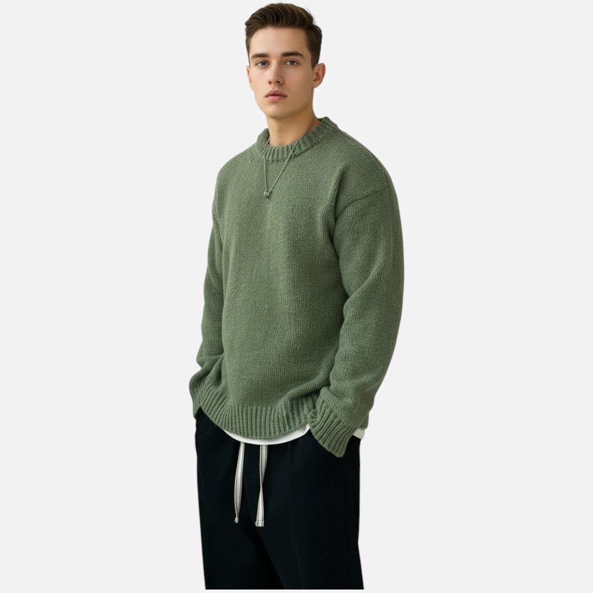 Men's Solid Crewneck Knit Sweater – view 2